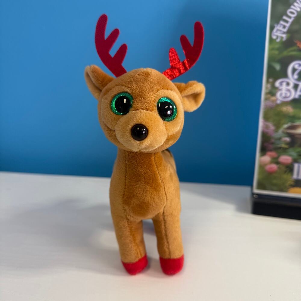 TY Beanie Boo Tinsel Reindeer • 6” Plush Deer • EUC Holiday Collectible